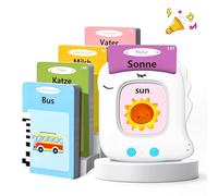 Cartes Flash Parlantes Cartes éducatives pour Enfants de 2+ Ans 112 Feuilles 224 Mots Talking Flash Cards Jouets éducatifs Montessori pour écouter et Apprendre (Allemand/Anglais/Bilingue Blanc)