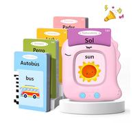 Cartes Flash Parlantes Cartes éducatives pour Enfants de 2+ Ans 112 Feuilles 224 Mots Talking Flash Cards Jouets éducatifs Montessori pour écouter et Apprendre (Espagnol/Anglais/Bilingue Rose)