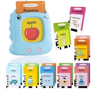 Cartes Flash Parlantes Cartes éducatives pour Enfants de 2+ Ans 112 Feuilles 224 Mots Talking Flash Cards Jouets éducatifs Montessori pour écouter et Apprendre, Français/Anglais/Bilingue, Bleu