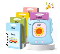 Cartes Flash Parlantes Cartes éducatives pour Enfants de 3+ Ans(Bleu) | Talking Flash Cards 112 Feuilles 224 Mots pour jeux educatif Montessori pour écouter et Apprendre, Français/Anglais/Bilingue