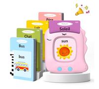 Cartes Flash Parlantes Cartes éducatives pour Enfants de 3+ Ans(Rose) | Talking Flash Cards 112 Feuilles 224 Mots pour jeux educatif Montessori pour écouter et Apprendre, Français/Anglais/Bilingue