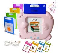 Cartes Flash Parlantes éducatives pour Enfants Talking Flash Cards 112 Cartes 224 Mots De 3 4 5 6 7 Ans Montessori Autiste Jouet éducatif pour Enfant Cadeau d'anniversaire motami (Espagnol-Rose)