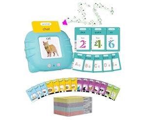 Cartes Flash Parlantes Français + Anglais(510 Mots Bleu) - Jouet Éducatif Montessori 1-6 Ans - Jeu d'Éveil Langage sans Écran - Machine à Lire Bébé Garçon Fille - Idéal Orthophonie & Voyage