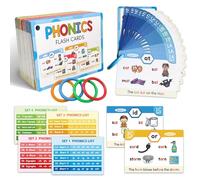 Cartes Flash Phonics pour Enfants âgés de 4 à 8 Ans - 65 Cartes avec 118 Sons phoniques pour Apprendre à Lire - Comprend des Anneaux colorés pour Un Rangement et Une Organisation faciles, Flash