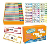 Cartes flash phoniques - Cartes d'alphabétisation précoce, jeux de mots rimes | Outils de lecture de famille de mots, cartes de style pour de 4 à 8 ans, pratique du vocabulaire, matériel