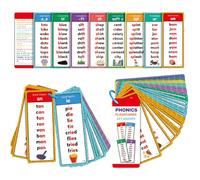Cartes Flash pour - Améliorez Les compétences d'alphabétisation et maîtrisez la phonétique, Ensemble de 50 Cartes Recto-Verso, 13 cm de Longueur, 9 cm de Largeur, Papier laminé Lavable