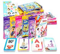 Cartes flash sous licence en vrac pour tout-petits - 6 paquets de cartes flash d'apprentissage avec Paw Patrol, Bob l'éponge, Disney Princesse, Minnie Mouse, plus | Apprentissage préscolaire à la