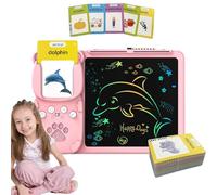 Cartes flash vocales : jouets d'apprentissage préscolaire 2 en 1, cartes éducatives audibles, générateur de vocabulaire interactif, jeu de tablette de dessin, machine à mots drôle, herram
