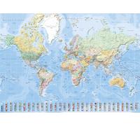 Cartes géographiques - Giant Poster - Carte du monde avec drapeaux en allemand