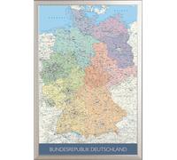 Cartes géographiques - Poster - Carte politique de l'Allemagne + cadre amovible, Shinsuke® Maxi aluminium argenté, vitre acrylique