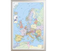 Cartes géographiques - Poster - Carte politique de l'Europe + cadre amovible, Shinsuke® Maxi aluminium argenté, vitre acrylique