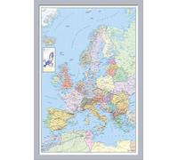 Cartes géographiques - Poster - Carte politique de l'Europe + cadre amovible, Shinsuke® Maxi MDF argent, vitre acrylique