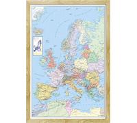 Cartes géographiques - Poster - Carte politique de l'Europe + cadre amovible, Shinsuke® Maxi MDF hêtre, vitre acrylique