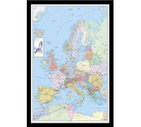 Cartes géographiques - Poster - Carte politique de l'Europe + cadre amovible, Shinsuke® Maxi MDF noir, vitre acrylique