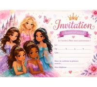 cartes invitation anniversaire princesse par 12 avec enveloppes réf 498 | invitation princesse anniversaire invitation fille enfant thème princesse
