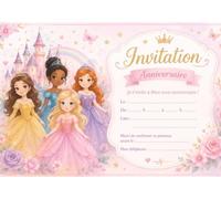 cartes invitation anniversaire princesse par 12 avec enveloppes réf 499 | invitation princesse anniversaire invitation fille enfant thème princesse