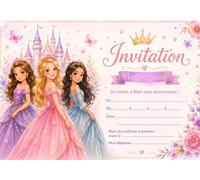 cartes invitation anniversaire princesse par 12 avec enveloppes réf 500 | invitation princesse anniversaire invitation fille enfant thème princesse