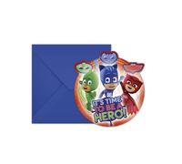 Procos Cartons d'invitations et enveloppes Pyjamasques 14 x 9 cm – 6
