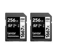 Cartes m moire Lexar SDXC professionnelles 256 Go (lot de 2) UHS-II C10 U3 V60 Full HD et 4K jusqu' 250 Mo/s en lecture (LSD1667256G-B2NNU)