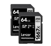 Cartes m moire Lexar SDXC professionnelles 64 Go (lot de 2) UHS-II C10 U3 V60 Full HD et 4K jusqu' 250 Mo/s en lecture pour photographes et vid