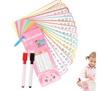 Cartes mathématiques, ajout de cartes Flash de déduction | Division -addition jeu de multiplication de soustraction | Effacement à sec cartes éducatives double face avec des trous perforés,