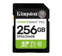 Kingston Cartes mémoire SD Canvas Select Plus 256Go SDXC Gen3 150MB/s C10 UHS-I U1 V10-SDS3/256GB