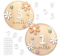 Cartes mensuelles en bois pour bébé de 0 à 12 mois - Enregistrement de la croissance de bébé - Accessoires de photographie - Coffret cadeau pour bébé, nouveau-né, tout-petit, fête prénatale