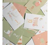 Cartes mes premiers mois - doux souvenirs | 12 Cartes pour capturer les moments magiques de la première année de bébé | Cadeau de naissance | Photo Souvenir pour Future Bébé et Parents (Rose/Vert)