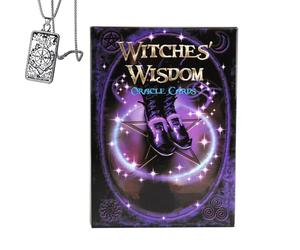 Cartes Oracle Sagesse des sorcières - Jeu de Poche pour débutants avec Collier - Design Mystique, Facile à Utiliser
