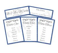 Cartes personnalisées pour plan de table de mariage avec nom de service à effet scintillant - Format A5