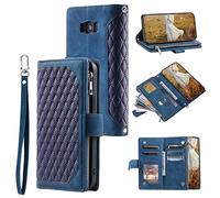 Cartes Poche Zippée Housse pour Samsung S8 Plus ,Bleu Etui de Protection Coque PU Leather Case Housse Stand Cartes Magnétique Flip Cover Lanyard Wristlet Zipper Étui pour Samsung Galaxy S8 Plus