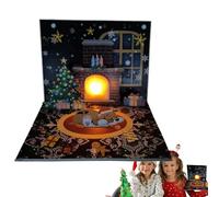 Cartes Pop Up Cards - Cartes pop-up - Cartes de Noël Pop Up Cards, Fun Musical Greeting Cards With Light, Handmade Santa Projection Fireplace Blessing Cards, Christmas Cards