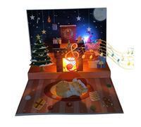 Cartes Pop Up Cards - Cartes pop-up - Cartes de Noël Pop Up Cards, Fun Musical Greeting Cards With Light, Handmade Santa Projection Fireplace Blessing Cards, Christmas Cards