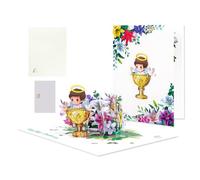 Cartes pop-up de baptême - Carte de baptême avec calice doré | Accessoires de bénédiction colorés | Décoration portable pour chambre de bébé lors d'une fête prénatale et d'une cérémonie de baptême