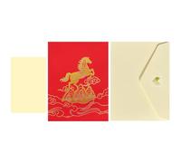 Cartes Pop-Up du Cheval,Souvenir Collectionnable du Festival Printemps - Carte Du Nouvel An Faite À La Main,pour les Bénédictions des Fêtes de Noël Amis Famille Parents Mari Femme