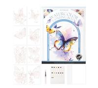 Cartes postales aquarelle de poche | Livre de pratique aquarelle avec palette et pinceau | Kit de peinture miniature avec 12 couleurs, multifonction Art Sumplies Students pour Journal