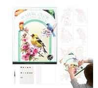 Cartes postales aquarelle - Livre d'entraînement à l'aquarelle avec palette et pinceau | Kit de peinture miniature avec 12 couleurs, fournitures artistiques multifonctionnelles pour étudiants pour