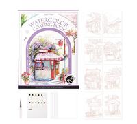 Cartes postales aquarelles | Ensemble de peinture aquarelle de voyage avec palette et pinceau | Fournitures d'art multifonctionnelles à trois volets avec 12 couleurs pour adultes, étudiants, peintres