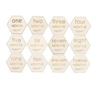 Cartes Rondes en Bois Bébé, 12 Pièces, Beige, Mois par Mois | Signes de Croissance du Bébé, Photo Props pour Capture Souvenirs, Surface Polie sans Bavure
