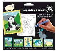 Cartes sable ou paillette 13 x 16 cm animaux x 6 pièces Activités Enfant