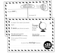 Cartes souvenir Mariage Livre d'or - Cartes postales vintage noir et blanc - à remplir par les invités - Questions et anecdotes sur le couple - Décoration de mariage Original (25 cartes)