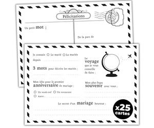 Cartes souvenir Mariage Livre d'or - Cartes postales vintage noir et blanc - à remplir par les invités - Questions et anecdotes sur le couple - Décoration de mariage Original (25 cartes)