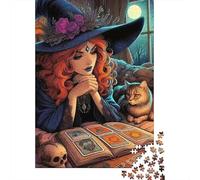 Cartes Tarot Sorcière 1000 Pièces Puzzle pour Adultes Jeu Stimulant Puzzle Anti-Stress Entraîner La Mémoire du Cerveau pour Adultes Et Enfants De 14 Ans Et Plus 500pcs (52x38cm)