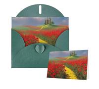 Cartes « Thinking of You » avec enveloppes - Carte de vœux - Champ de coquelicots - Carte vierge pour toutes les occasions - Carte d'anniversaire - Carte de remerciement pour mariage, Saint-Valentin