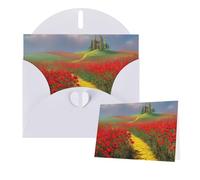 Cartes « Thinking of You » avec enveloppes - Carte de vœux - Champ de coquelicots - Carte vierge pour toutes les occasions - Carte d'anniversaire - Carte de remerciement pour mariage, Saint-Valentin