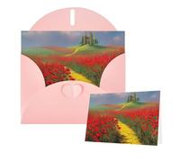 Cartes « Thinking of You » avec enveloppes - Carte de vœux - Champ de coquelicots - Carte vierge pour toutes les occasions - Carte d'anniversaire - Carte de remerciement pour mariage, Saint-Valentin