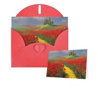 Cartes « Thinking of You » avec enveloppes - Carte de vœux - Champ de coquelicots - Carte vierge pour toutes les occasions - Carte d'anniversaire - Carte de remerciement pour mariage, Saint-Valentin