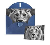 Cartes Thinking of You avec enveloppes - Lion africain - Cartes vierges noires et blanches pour toutes les occasions - Carte d'anniversaire, de remerciement, de mariage, de Saint-Valentin - 10 x 15 cm