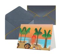 Cartes vierges avec enveloppes, pour fête sur la plage, coucher du soleil, vacances tropicales, cartes de vœux simples avec enveloppes, envoyer à un ami proche