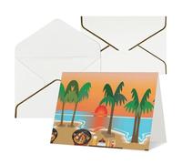 Cartes vierges avec enveloppes, pour fête sur la plage, coucher du soleil, vacances tropicales, cartes de vœux simples avec enveloppes, envoyer à un ami proche
